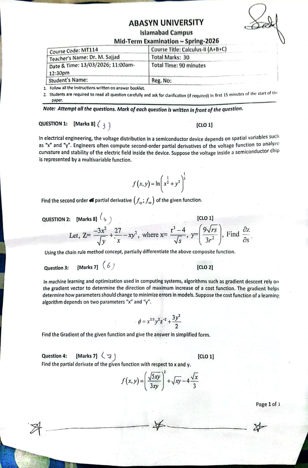 Calculus-2 (MT114)