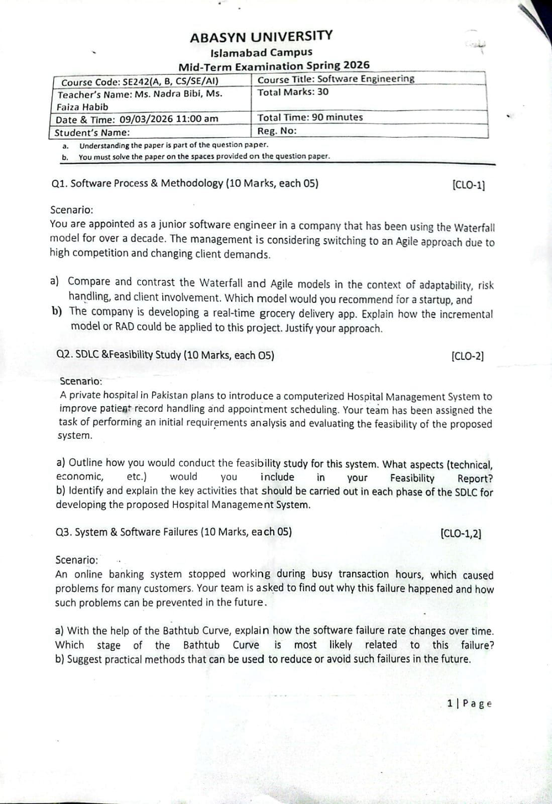 Software Engineering (SE 242)